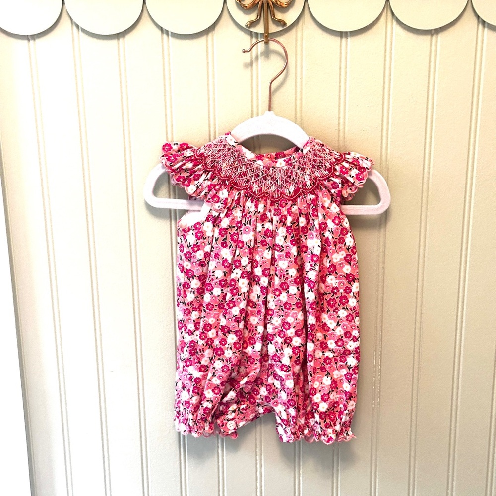Rachel Riley Floral Pink Baby Romper
